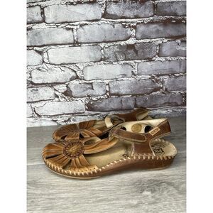 Pikolinos Puerto Vallarta Brandy Brown Leather Closed Toe Sandals Women 41EU/10M